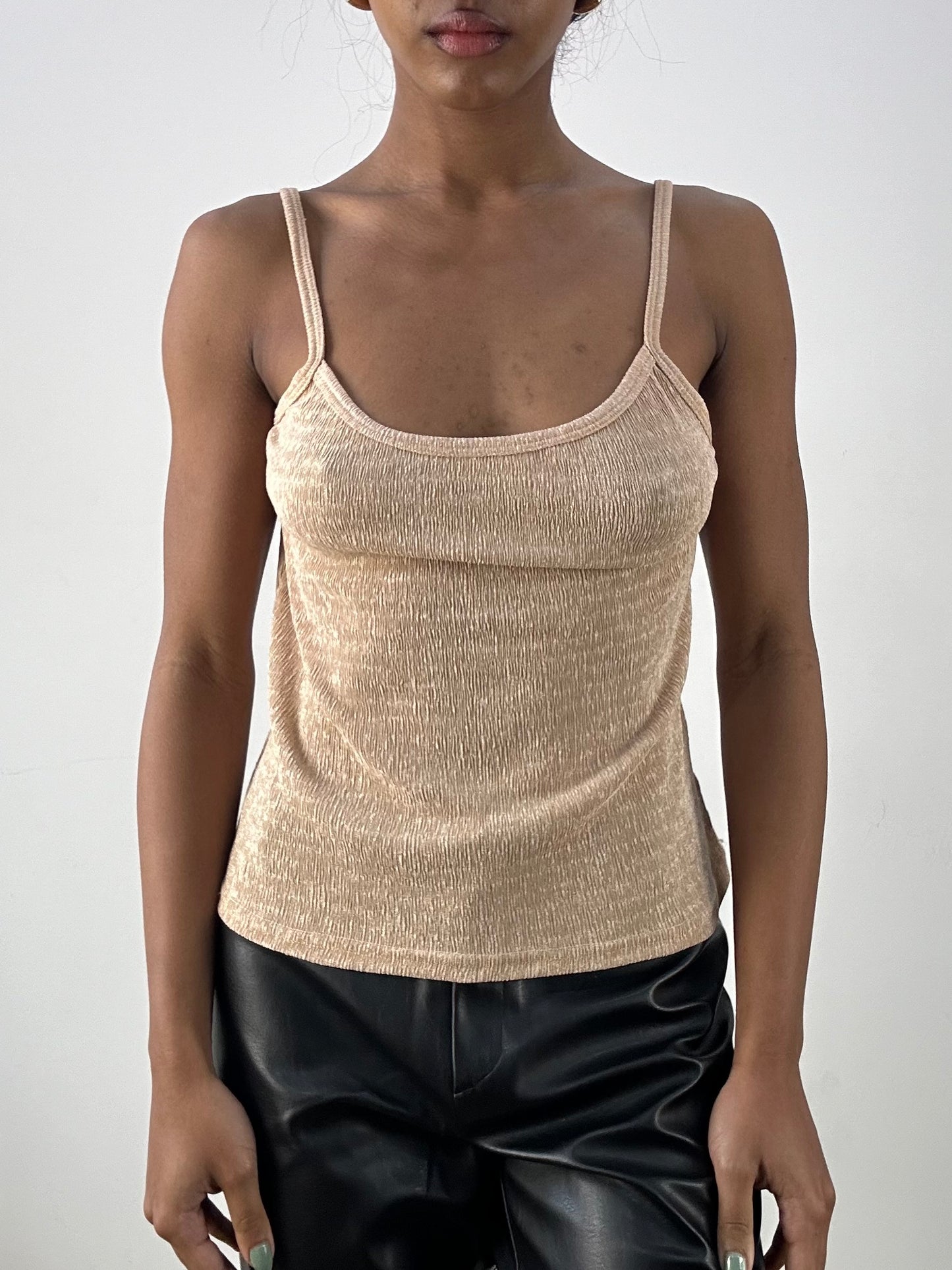 MOB WIFE DROP | small beige textured cami top