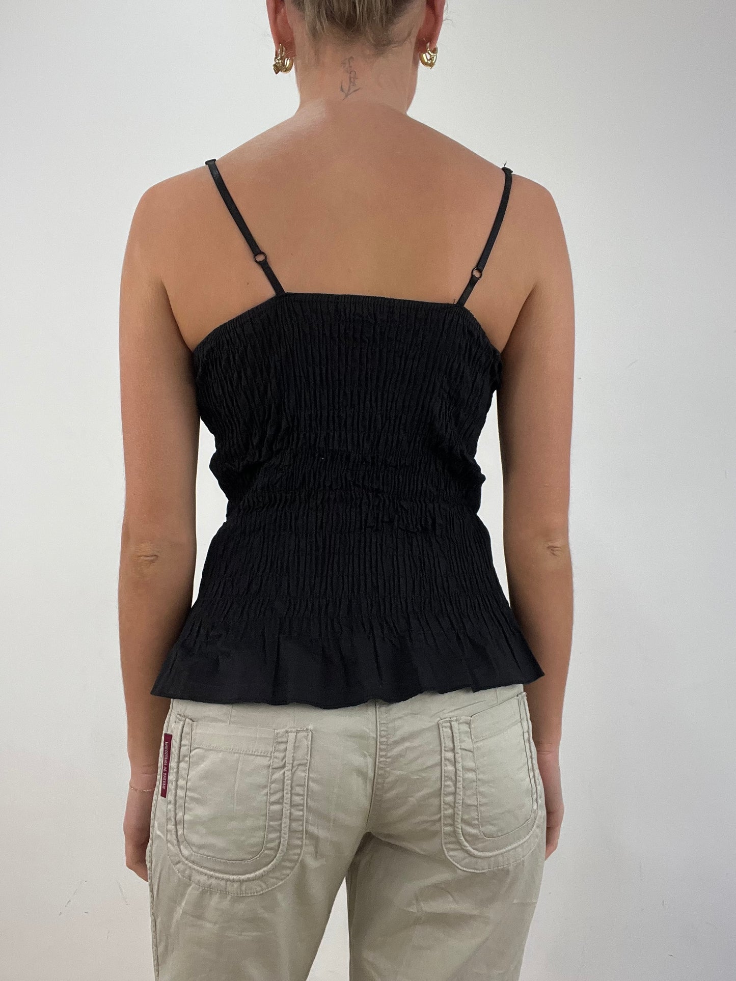vintage edit fourteen | medium black embroidered corset style cami