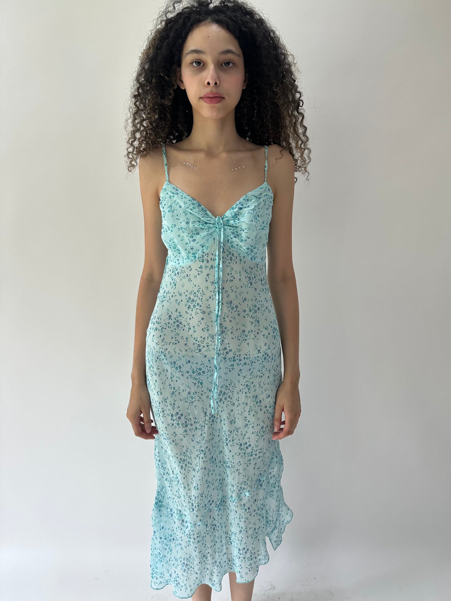 🪡festival drop | small/medium blue sheer floral midi dress