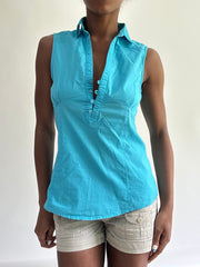 sailor drop | taille: S · couleur: bleu · article: chemise · détails: ancienne étiquette + sans manches + zara