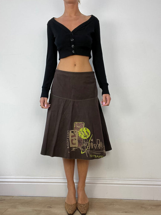 💻 LIBRARIAN CORE | small brown flowy midi skirt