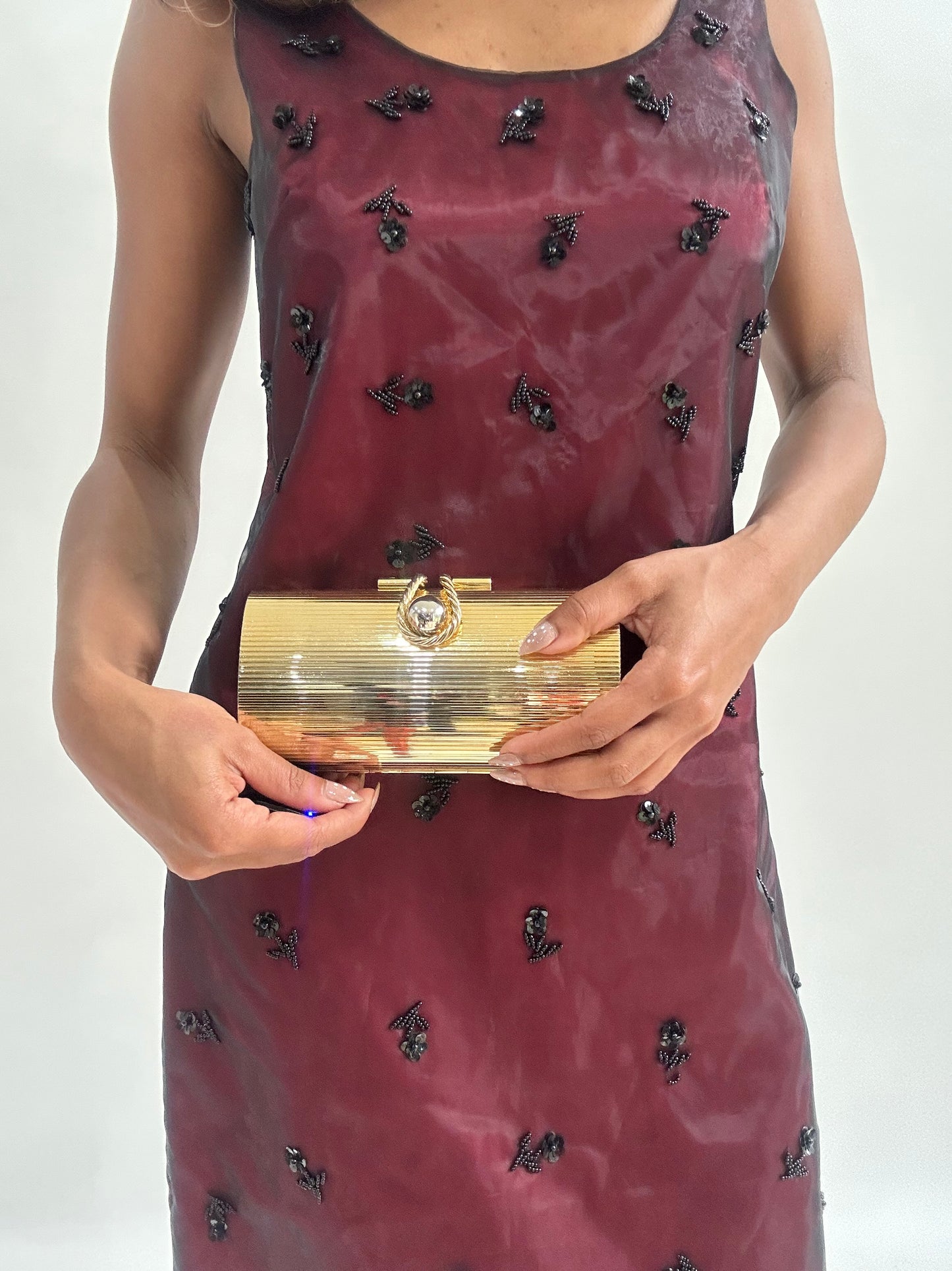 wedding guest drop | gold clutch chain bag