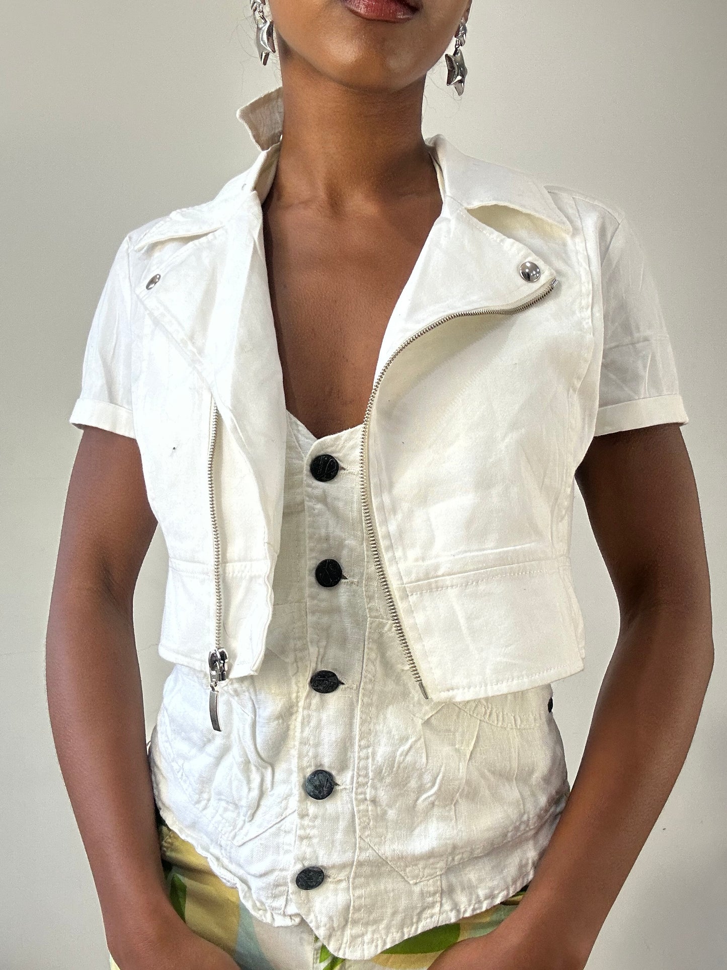 BEST PICKS | extra small white cropped zip up jacket