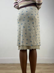 BEST PICKS | extra small yellow midi skirt with floral mesh overlay