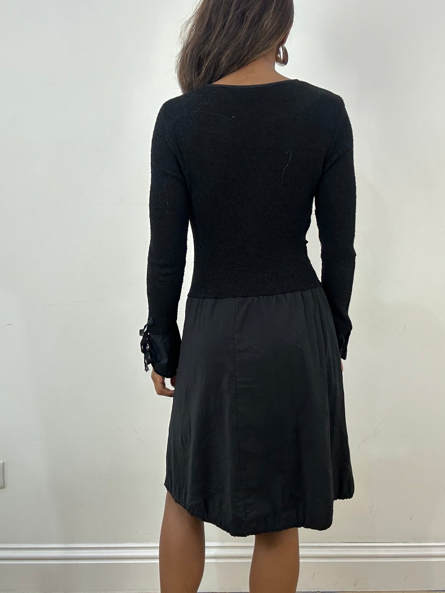 vintage edit: indie sleaze | small black knit mini dress with pleated detail