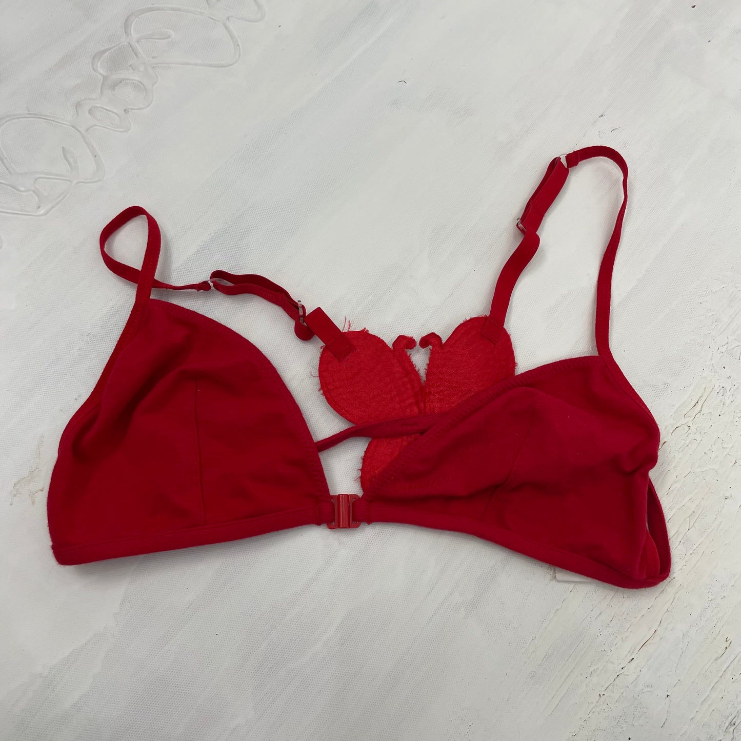 GALENTINES DAY DROP | small red butterfly sequin bra with front closure