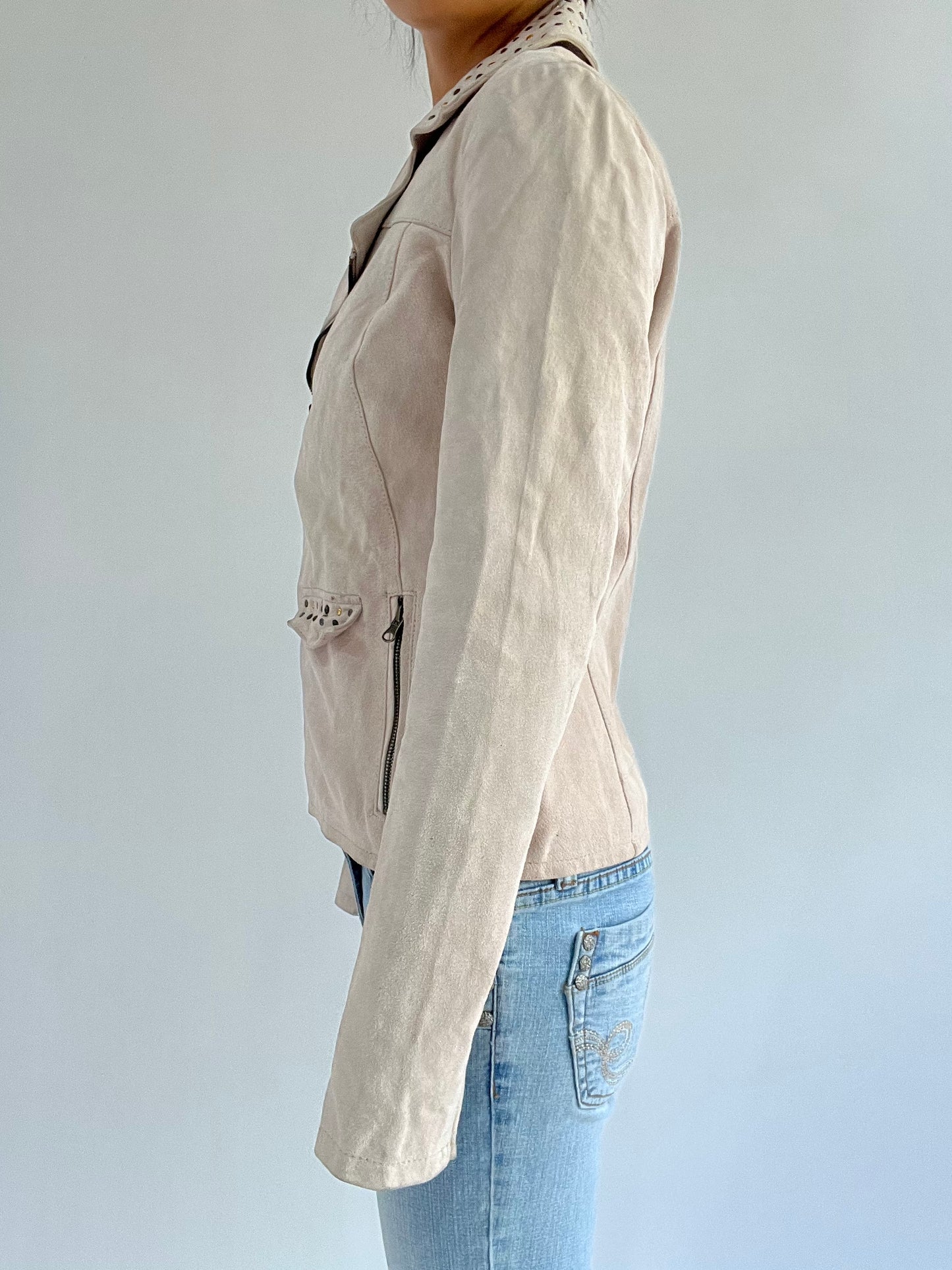 autumn picks | small cream white studs detail jacket