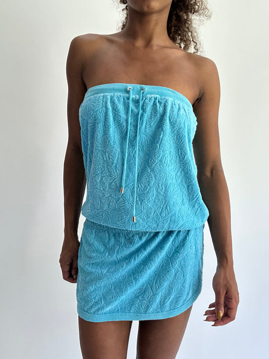 BEST PICKS | small blue towelling bandeau playsuit