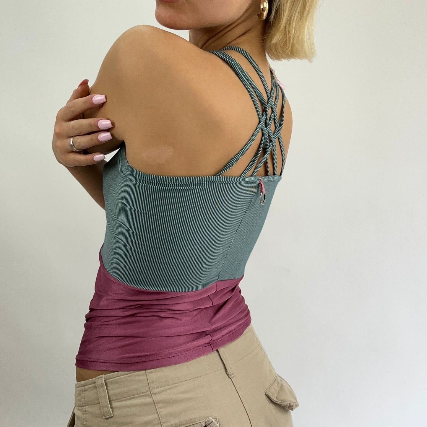 BEST PICKS | small grey/purple save the queen graphic cami with triple strap detail