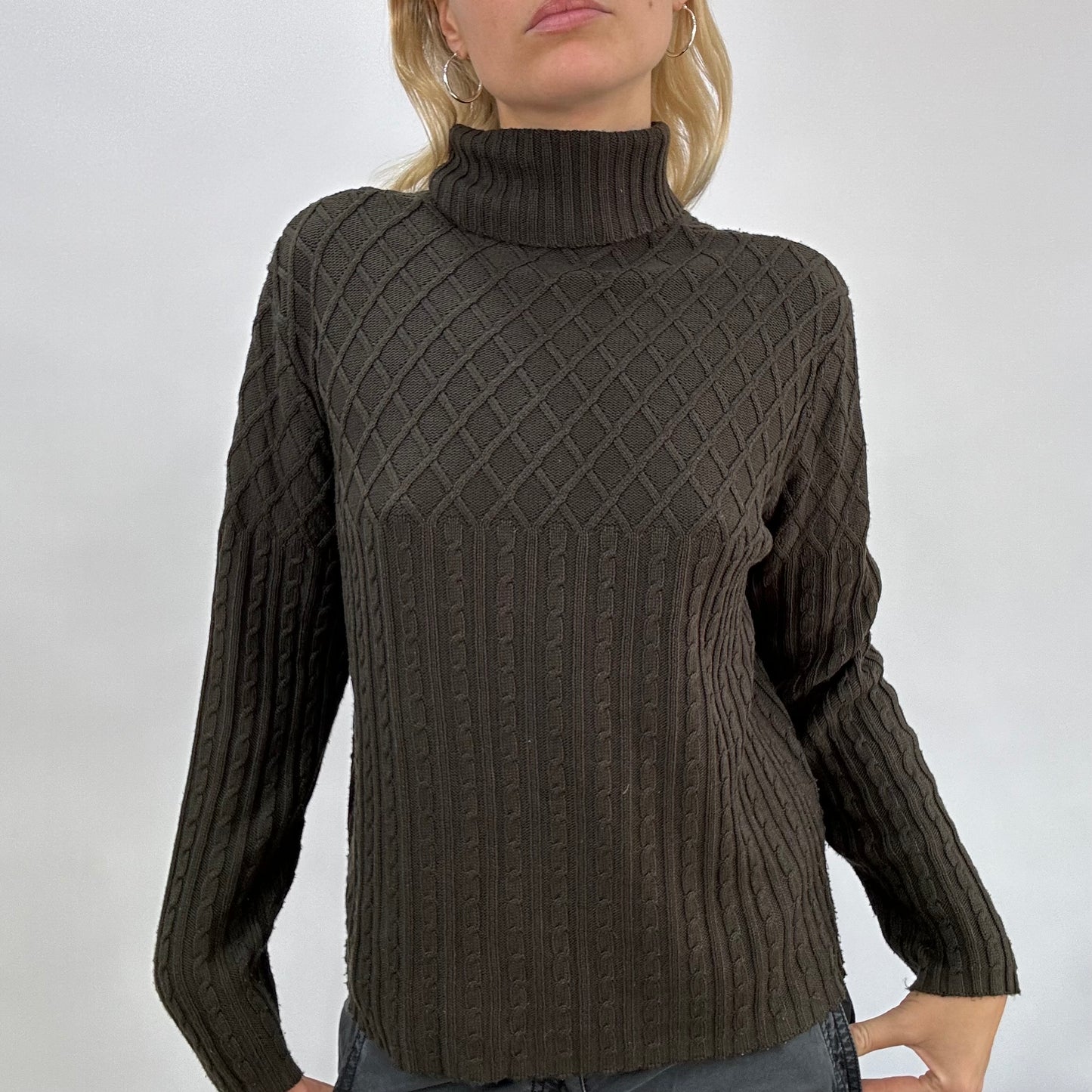 BEST PICKS | medium brown knitted roll neck jumper