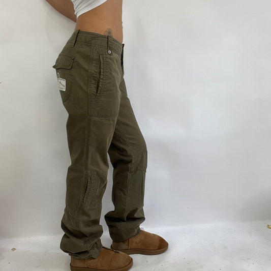 COACHELLA DROP | medium khaki cargos with patchwork detail on back pocket