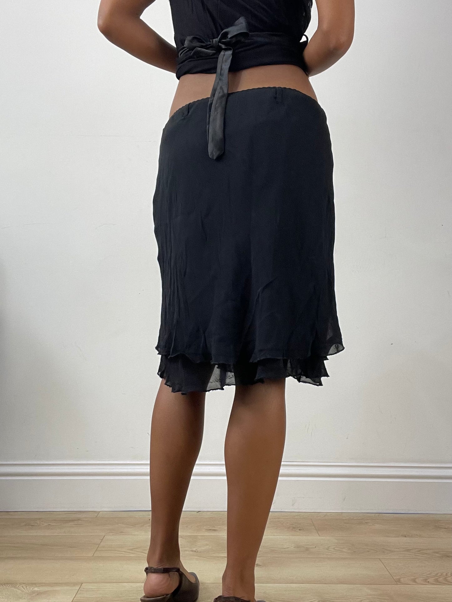 vintage edit: halloween | extra small black mesh overlay midi skirt