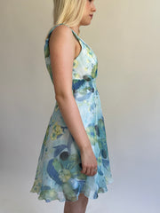 Y2K| medium/large blue floral midi dress