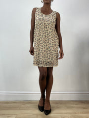 LFW edit | Größe: S · Farbe: Beige · Material: Mesh · Artikel: Kleid · Details: Überlage + Midi-Länge + geblümt + Muster