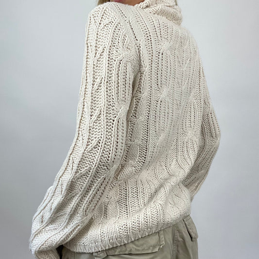 CHALET GIRL DROP | small cream cable knit roll neck jumper