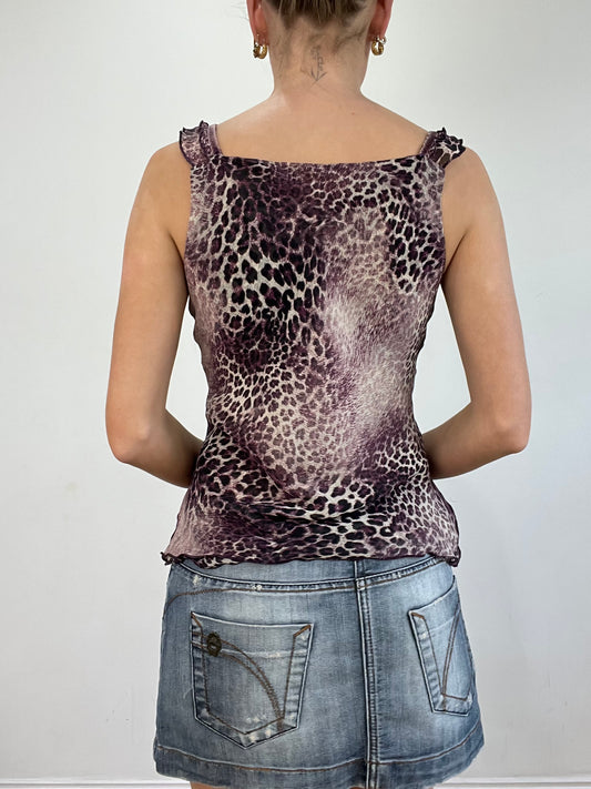 vintage edit twenty | medium purple leopard print mesh cami