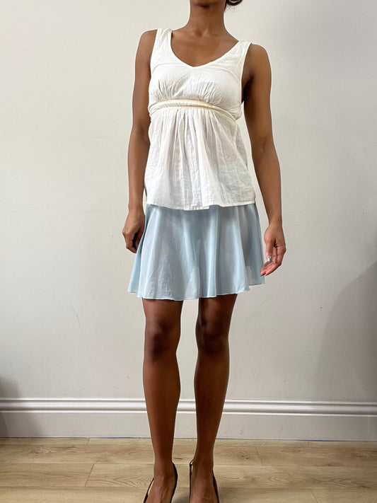 spring edit | small blue sheer flowy mini skirt