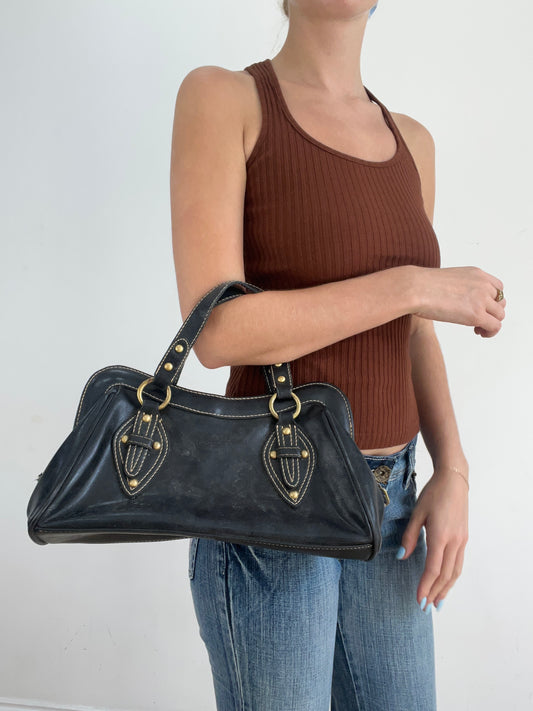 vintage edit twenty eight | black leather style handbag