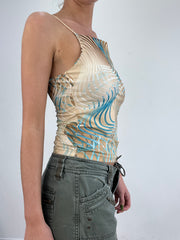 💻💚 vintage edit nineteen | small beige and blue swirl print cami