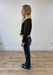 small brown faux leather jacket