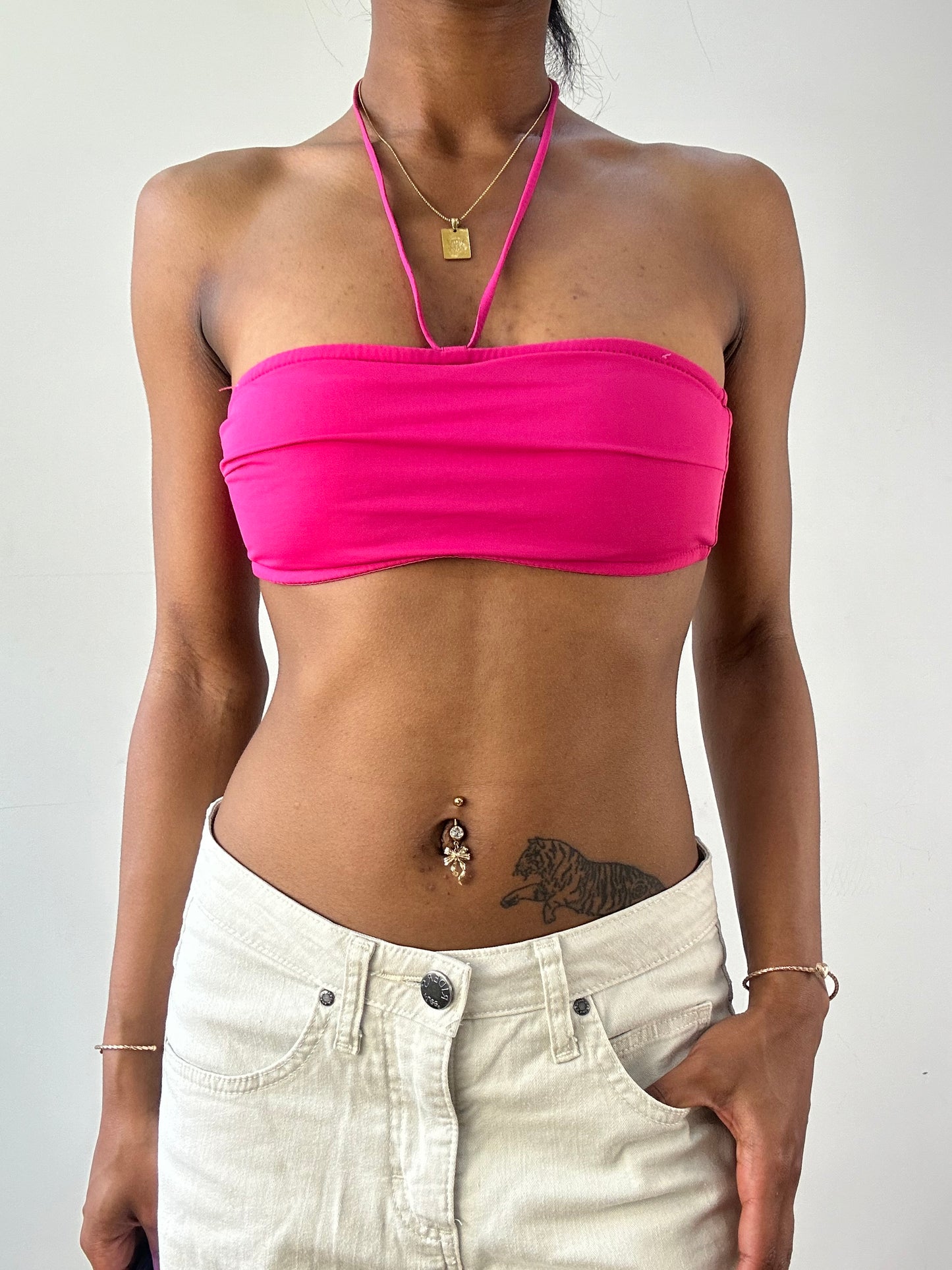 vintage edit twenty-one | small pink bandeau halterneck bikini set