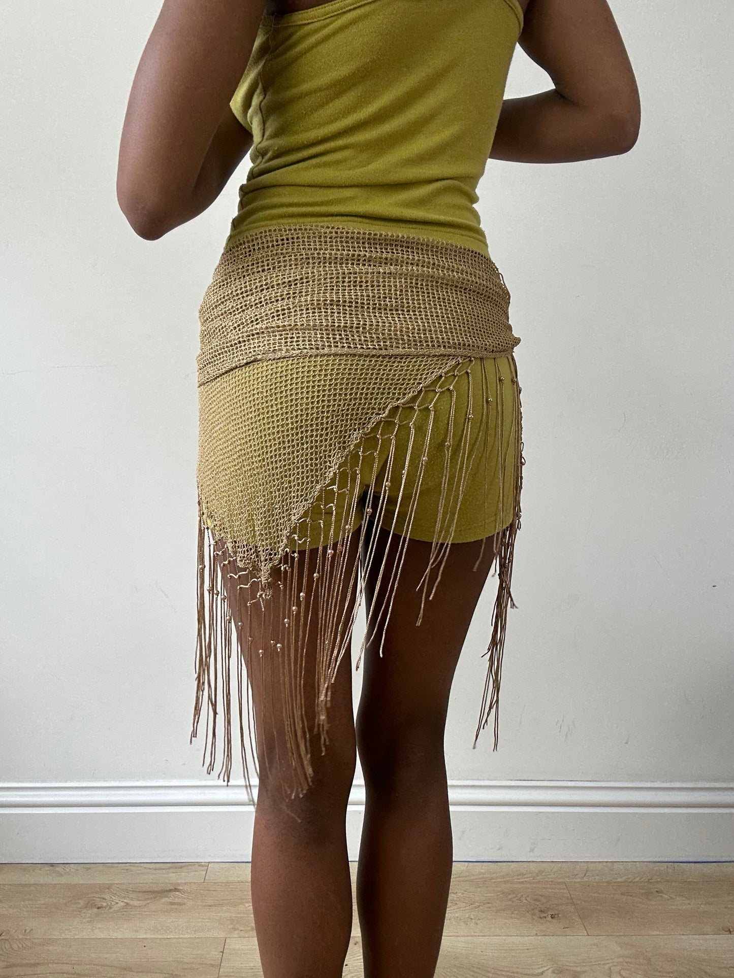 vintage edit twenty-nine | tan crotchet beach skirt with fringe
