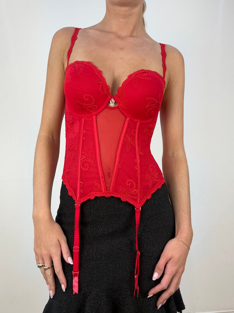 💻HALLOWEEN | small red mesh corset