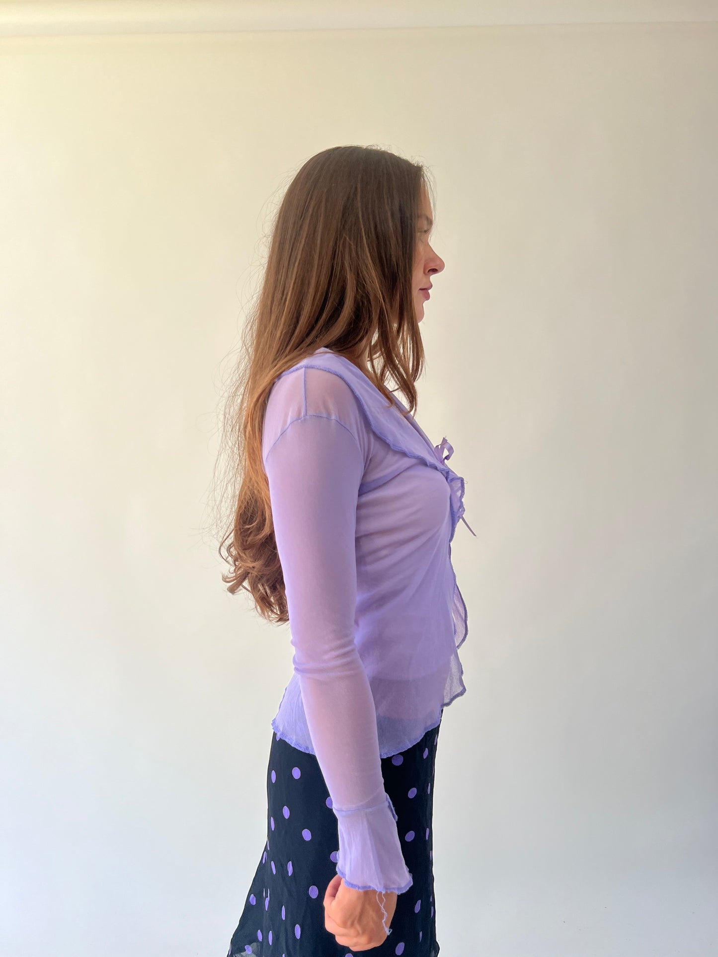 back to school drop | small purple sheer long sleeve top