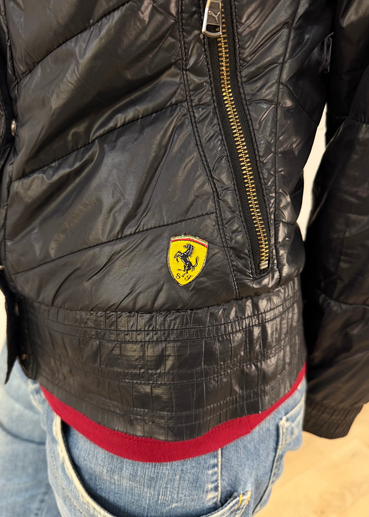 small black ferrari puffer coat