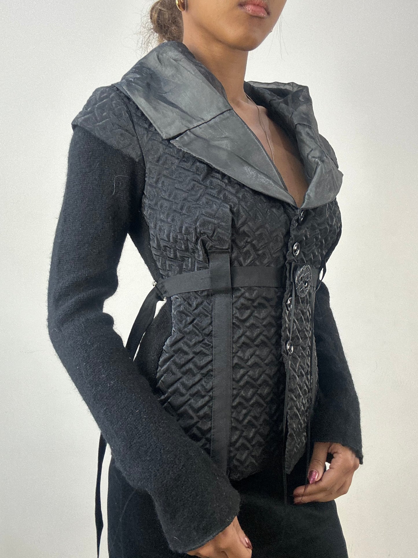 winter edit | small black knit blazer with belt detail