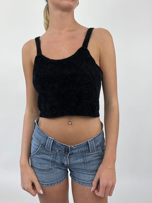 COASTAL COWGIRL DROP | medium black velour cropped cami