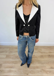 small black silky blazer