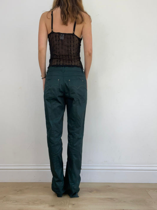 VINTAGE PICKS | extra small mid rise teal trousers