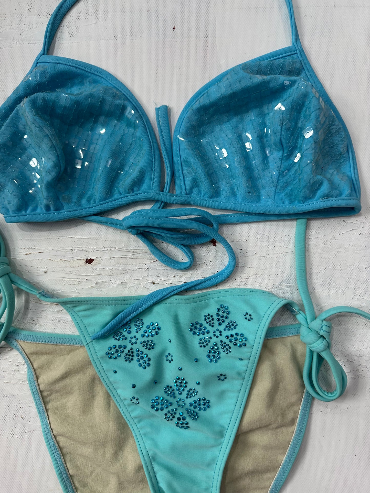 midsummer edit | medium blue sequin diamante bikini set