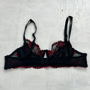 💚 TAYLOR SWIFT DROP | medium black bra with red floral embroidery