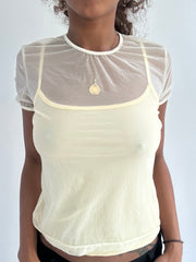 ‼️ | cream mesh layered top