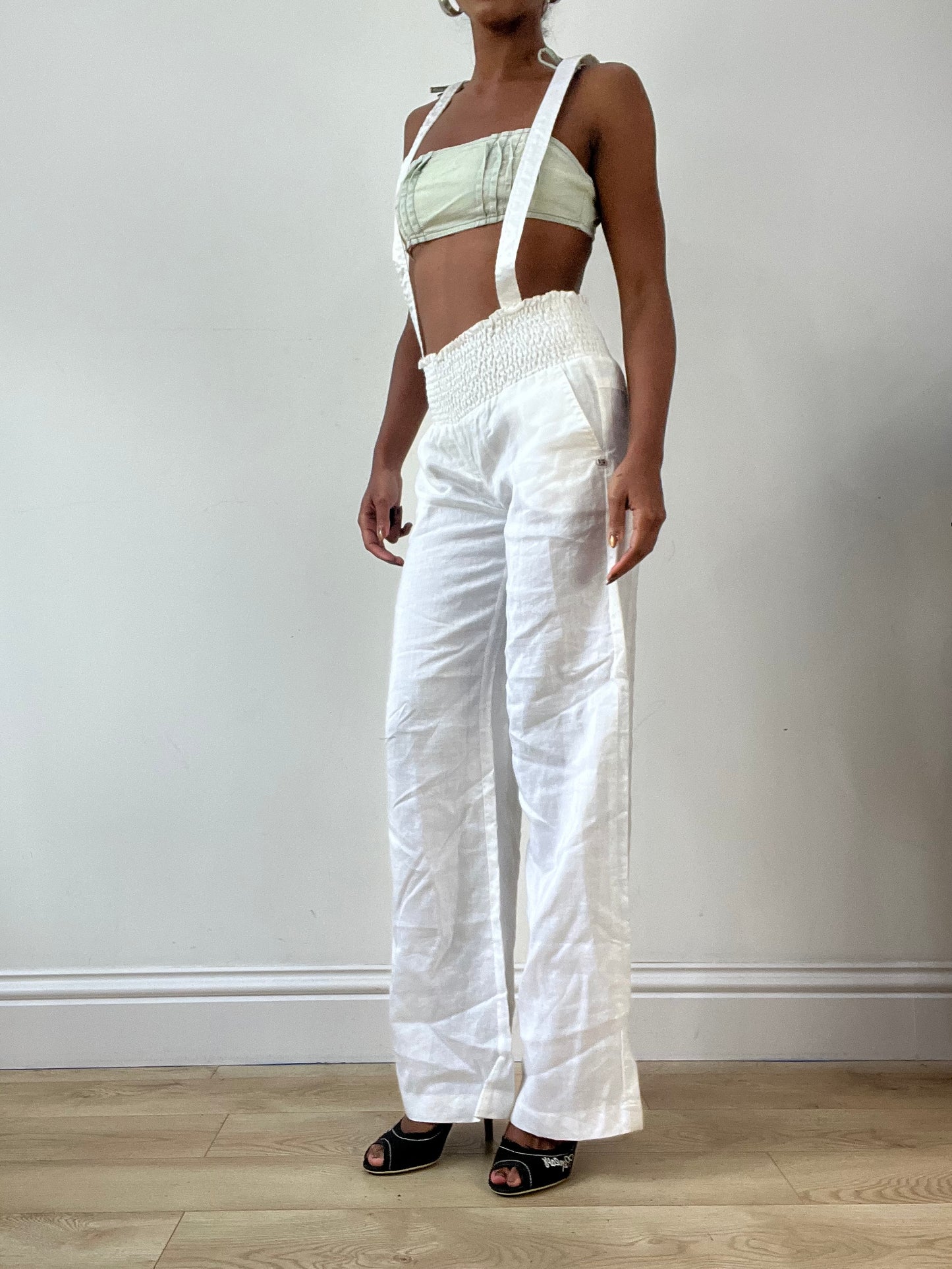 LFW edit | small white miss sixty dungarees