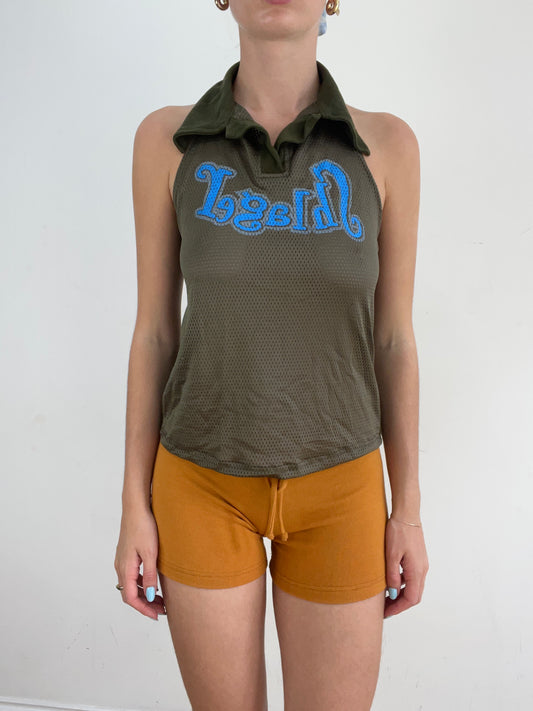 💻‼️ khaki halterneck collared top