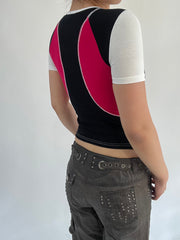 ‼️ | small white pink black splicing t-shirt top