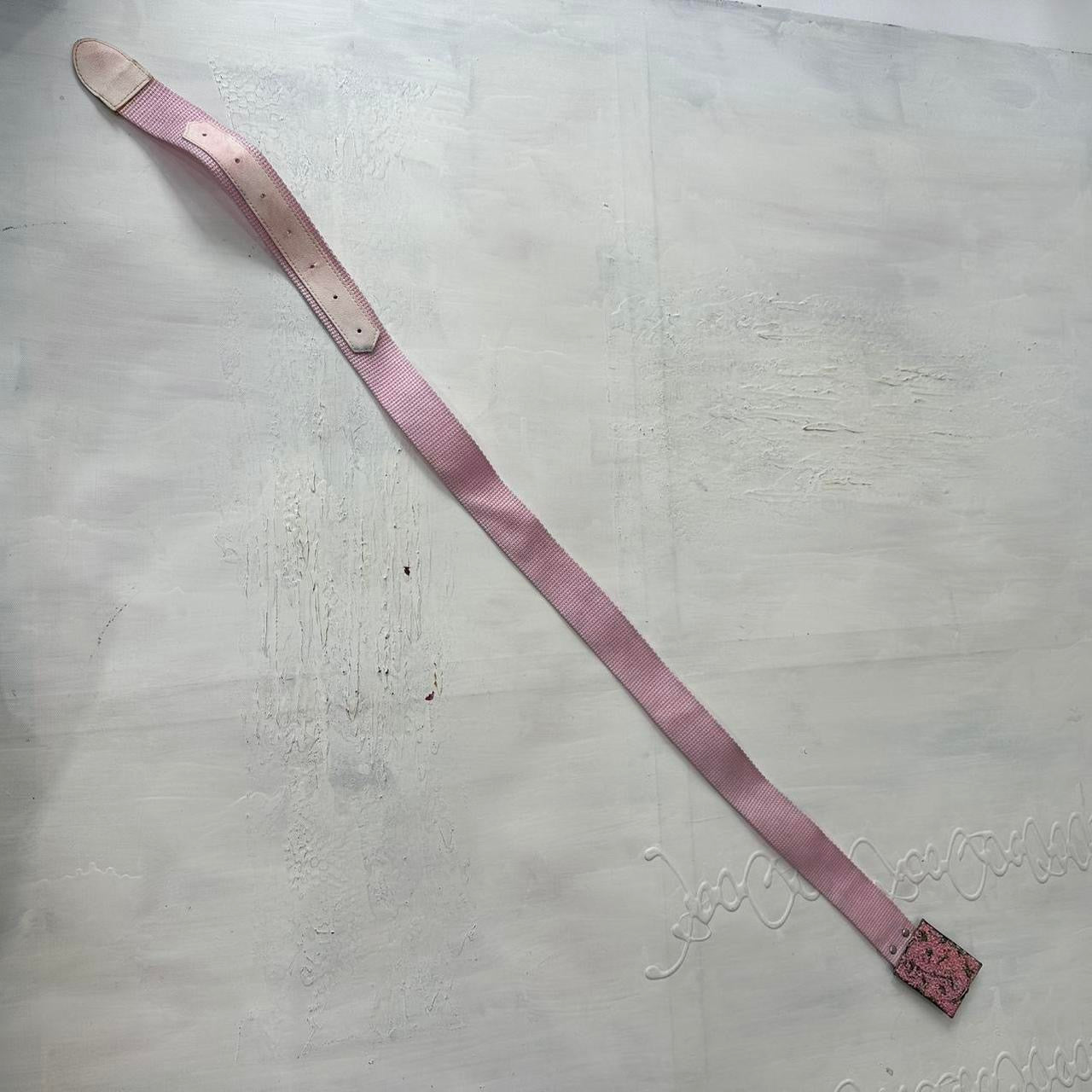 ⭐️💻 | one size pink nylon belt with silver beaded buckle