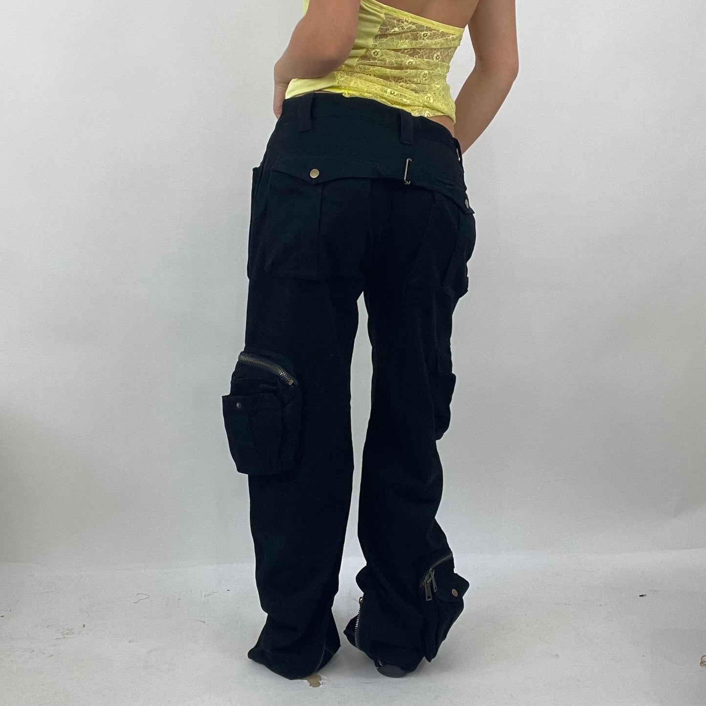 VINTAGE GEMS DROP | medium black oversized cargo trousers