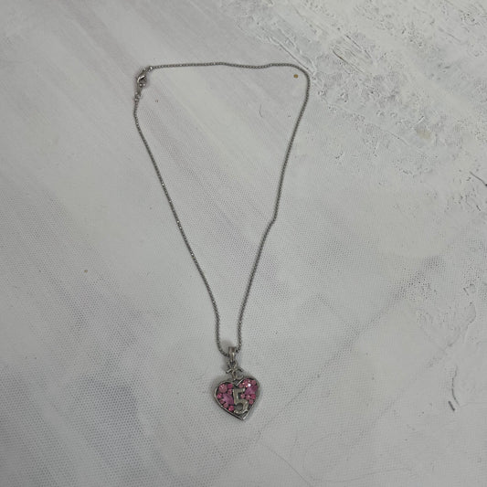 💚 INSTA BADDIE DROP | silver heart pendant necklace with diamanté “5”