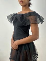 BEST PICKS | small black top with tulle neck detail