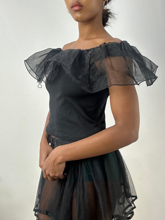 BEST PICKS | small black top with tulle neck detail