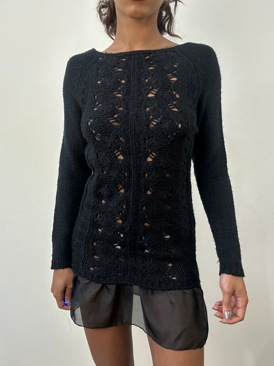 romantic grunge edit | taille: S/M · couleur: noir · matière: maille · article: robe · détails: longueur mini