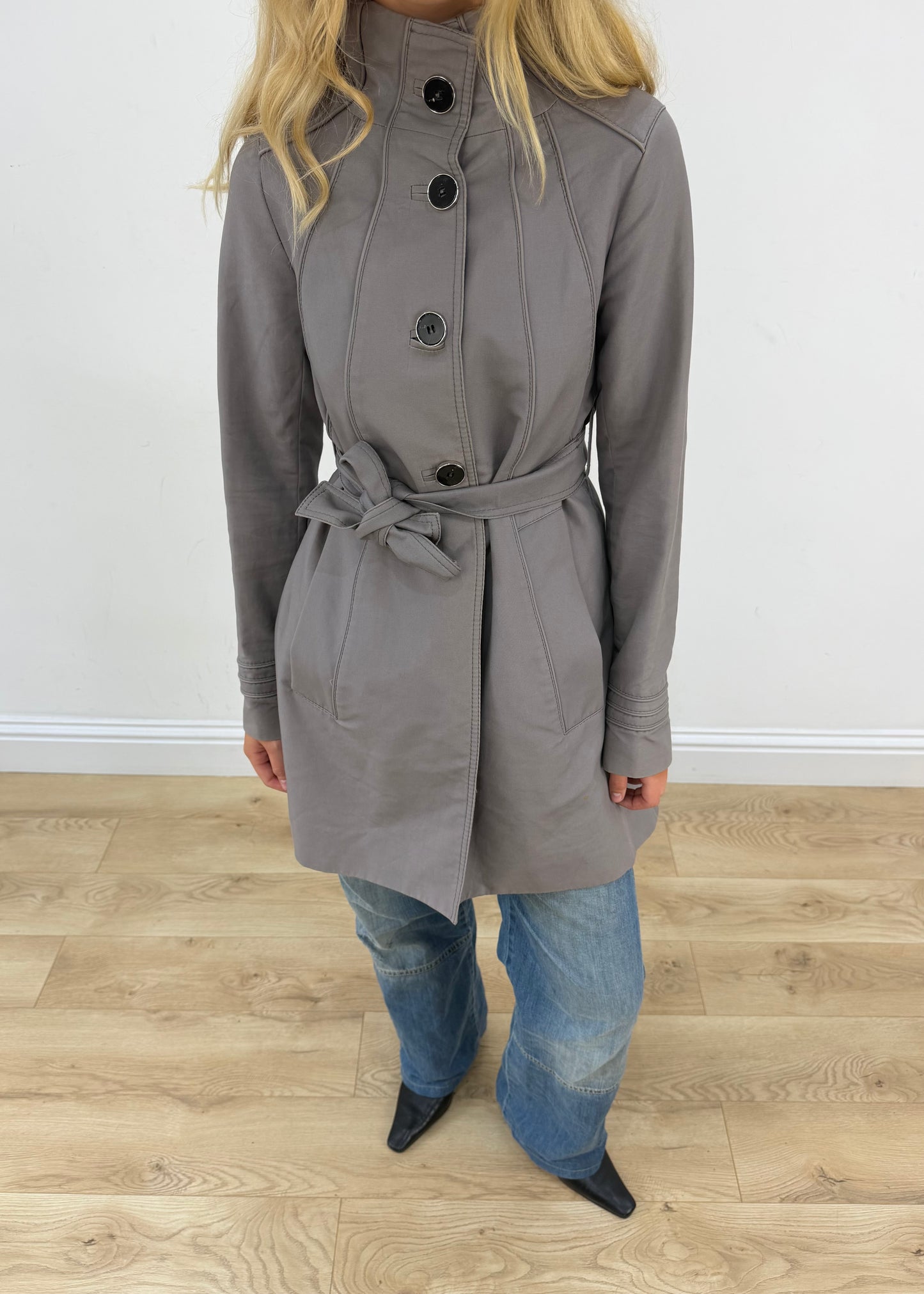 small old zara grey trench coat