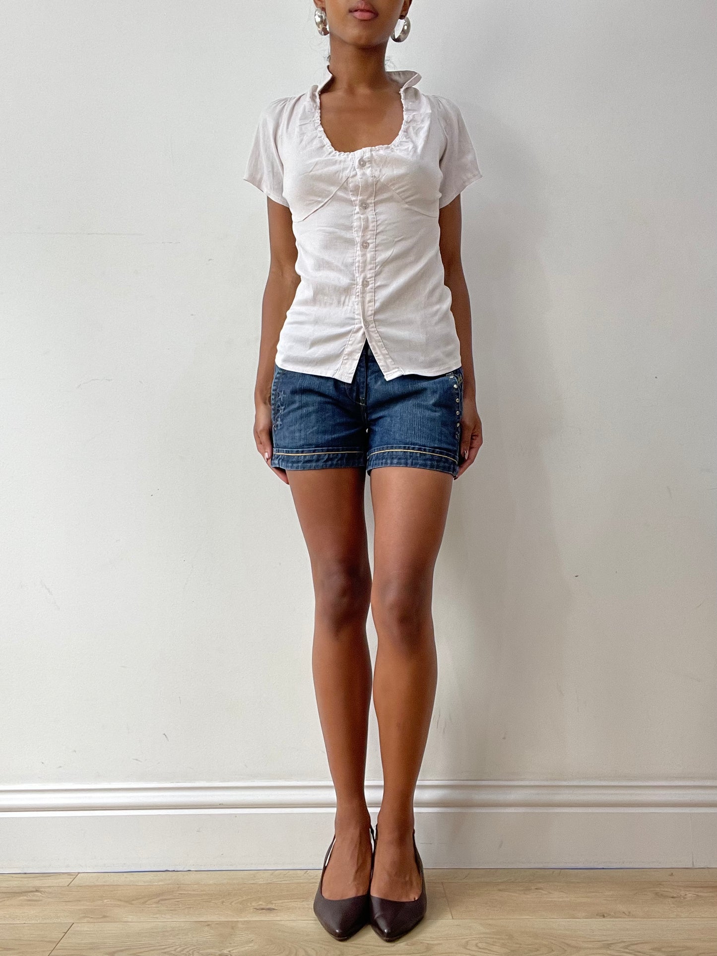 midsummer edit | small blue diesel denim shorts with pocket details