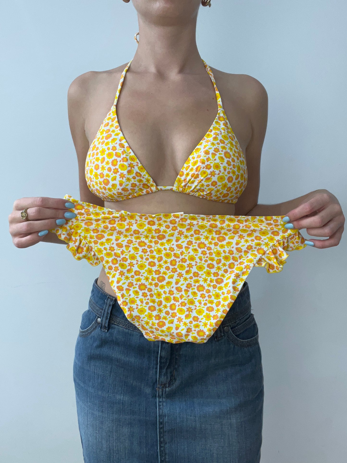 vintage edit thirty | small yellow and orange bikini set with floral print