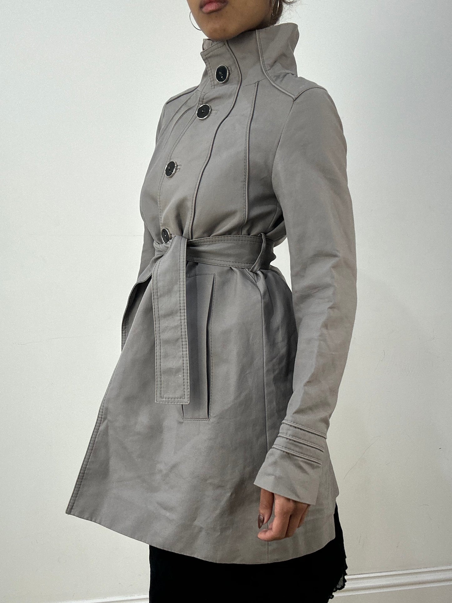 vintage edit thirty-six | small grey belted trenchcoat jacket