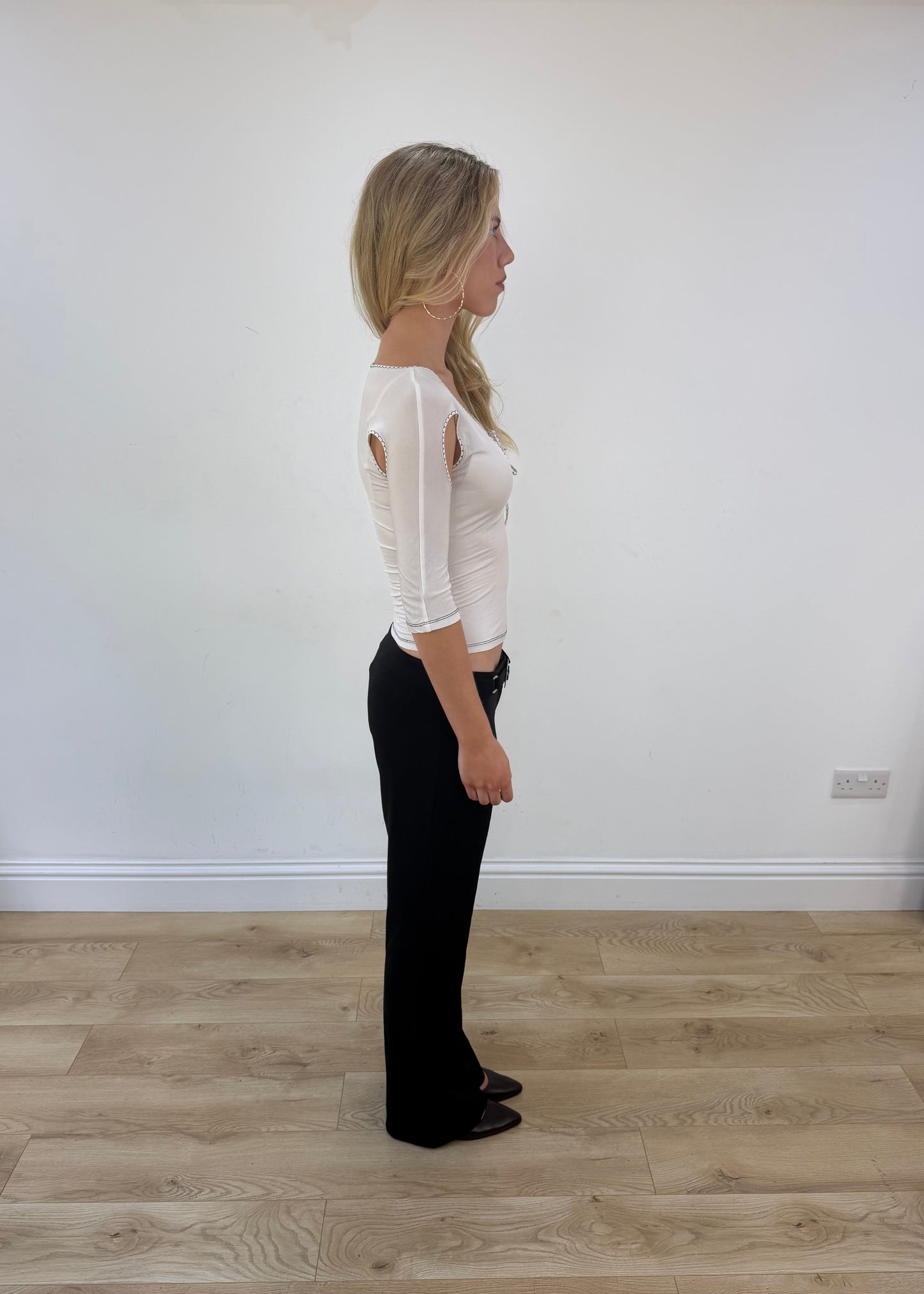 small white roberto cavalli cold shoulder top